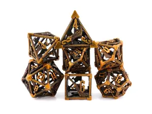 Blades of Chaos 7-Piece Hollow Metal Dice Set - God of War Kratos Iconic Swords Inspired - Mythic Power for Dungeons & Dragons Tabletop RPG Games