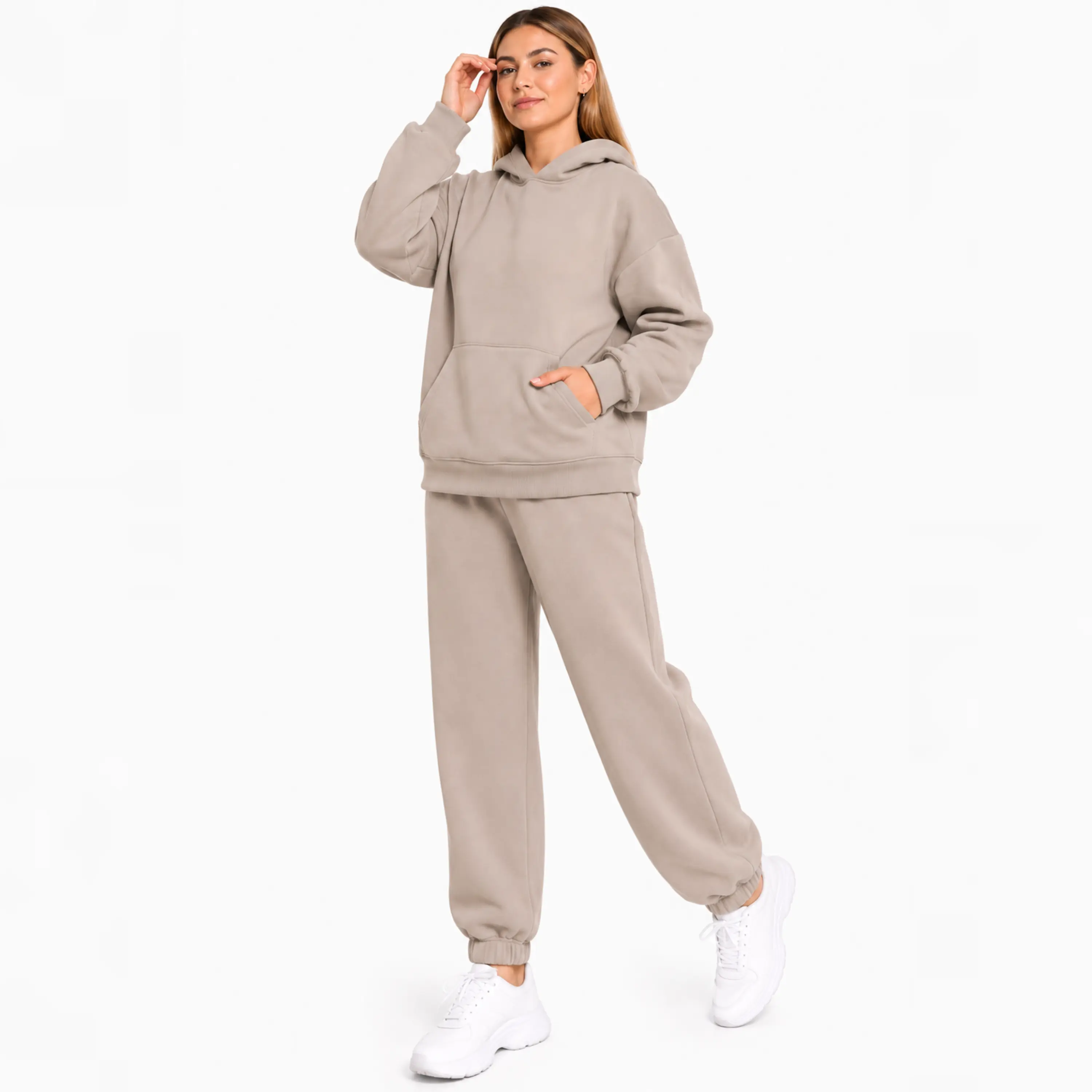 SPXTREME Women’s Oversized 2-Piece Tracksuit Set Fleece Hoodie and Sweatpants Matching Sweatsuit Cozy Fall Winter Fashion Loungewear Set Drop Shoulder Hoodie Kangaroo Pocket High Waist Drawstring Joggers Casual Y2K Streetwear Comfy Travel Airport Outfit o