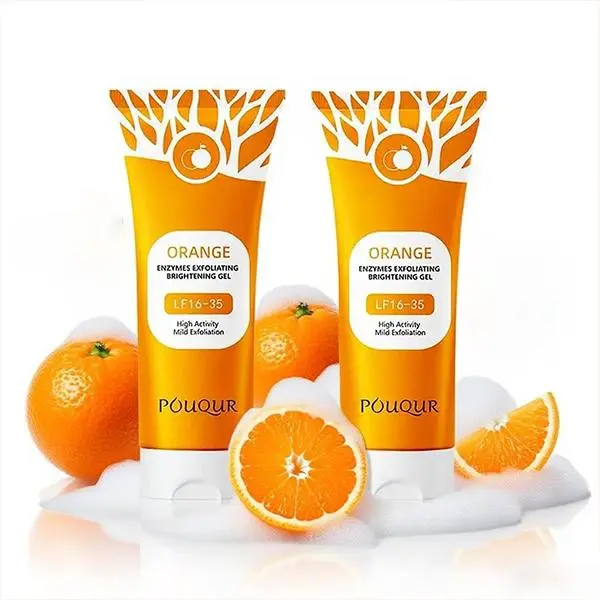 Orange Exfoliating Gel Vitamin C Face & Body Scrub LF16-35 Deep Cleansing Peeling Gel Brightening Facial Exfoliator Dead Skin Remover Natural Skincare Gentle Daily Use Smoother Cleanser