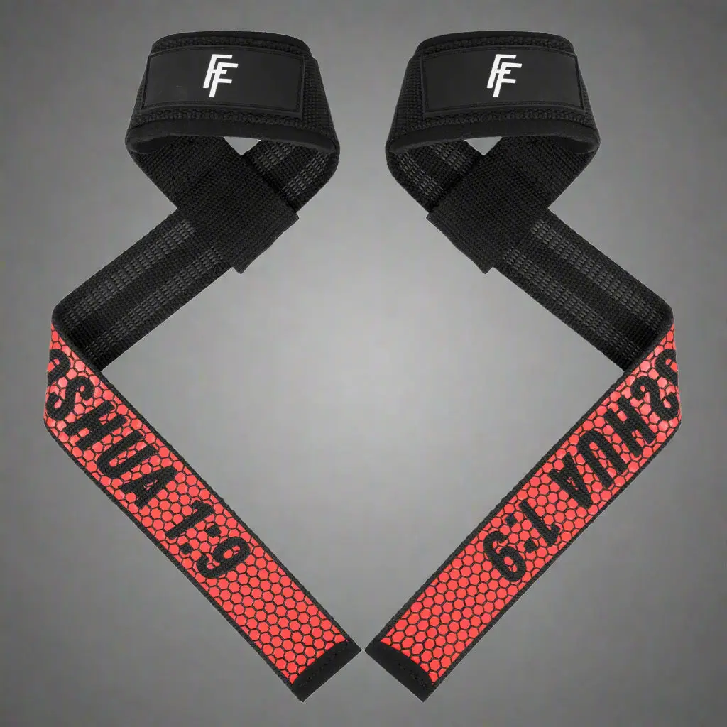 Fighting Faith Christain Weight Lifting Straps Joshua 1:9 Durable Material Reduces Hand Fatigue and Wrist Strain for Heavy Lifts