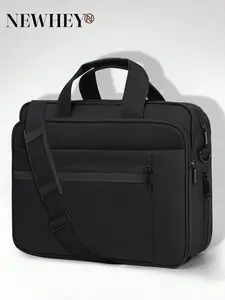 15.6 INCH EXPANDABLE LAPTOP BRIEFCASE WATER RESISTANT CANVAS BUSINESS BAG WITH ADJUSTABLE SHOULDER STRAP, BLACK, BLUE, GREY, Waterproof Bag