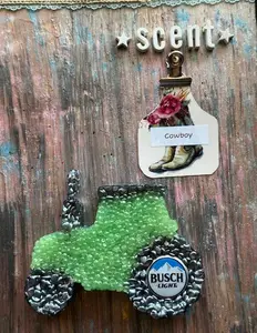 Green Tractor Shape (Busch Bottle Cap)- Cowboy