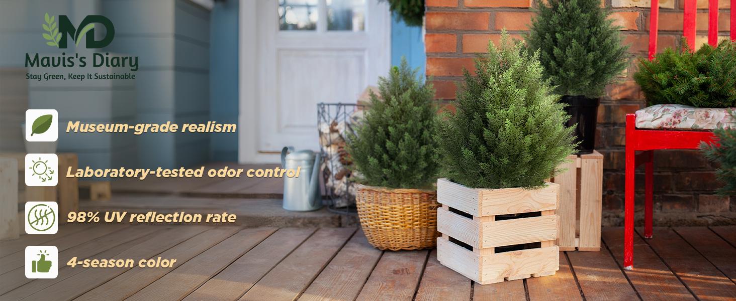 (2 Pack) 2ft Tall Artificial Cedar Shrub Ball Tree with Spike | UV-Resistant Outdoor Plants for Pots & Landscape, Fake Plants Suitable for Garden, Porch, Balcony & Indoor Decor (2 Pack) 2ft Tall Artificial Cedar Shrub Ball Tree with Spike | UV-Resistant Outdoor Plants for Pots & Landscape, Fake Plants Suitable for Garden, Porch, Balcony & Indoor Decor
