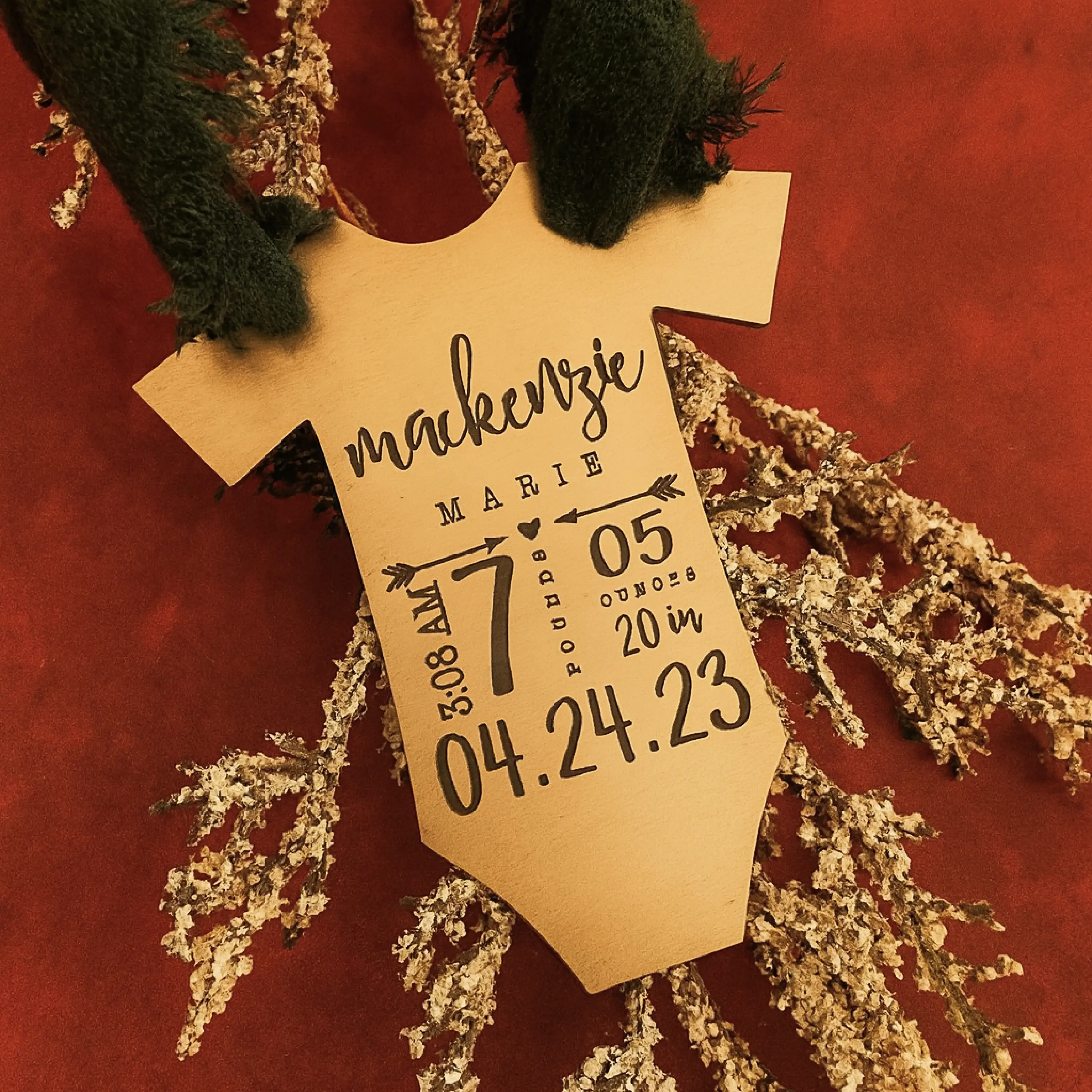 Going Golden Personalized Baby Stats Onesie Ornament Custom Newborn Keepsake Gift