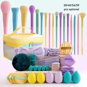 Colorful Makeup Brush Set 59+ Pieces, Makeup Tool Set, Includes Makeup Sponges, Hair Accessories, and Makeup Bag, Perfect Gift for Beauty Lovers, Makeup Brushes Kits