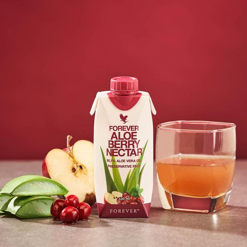 Forever Aloe Berry Nectar Minis 350ml No Added Preservatives Sugar Free Vegan Gluten-Free Eco-Friendly Peach Flavored Aloe Vera Gel 11.15 FL OZ Natural Health Beverage
