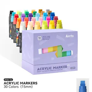 Arrtx 30-Color Acrylic Jumbo Markers 15mm Jumbo Felt Tip, Acrylic Paint Pens for Rock Painting, Stone, Glass, Easter Egg, Wood and Fabric Painting-Acrylic Markers DIY Crafts Making Art Supplies