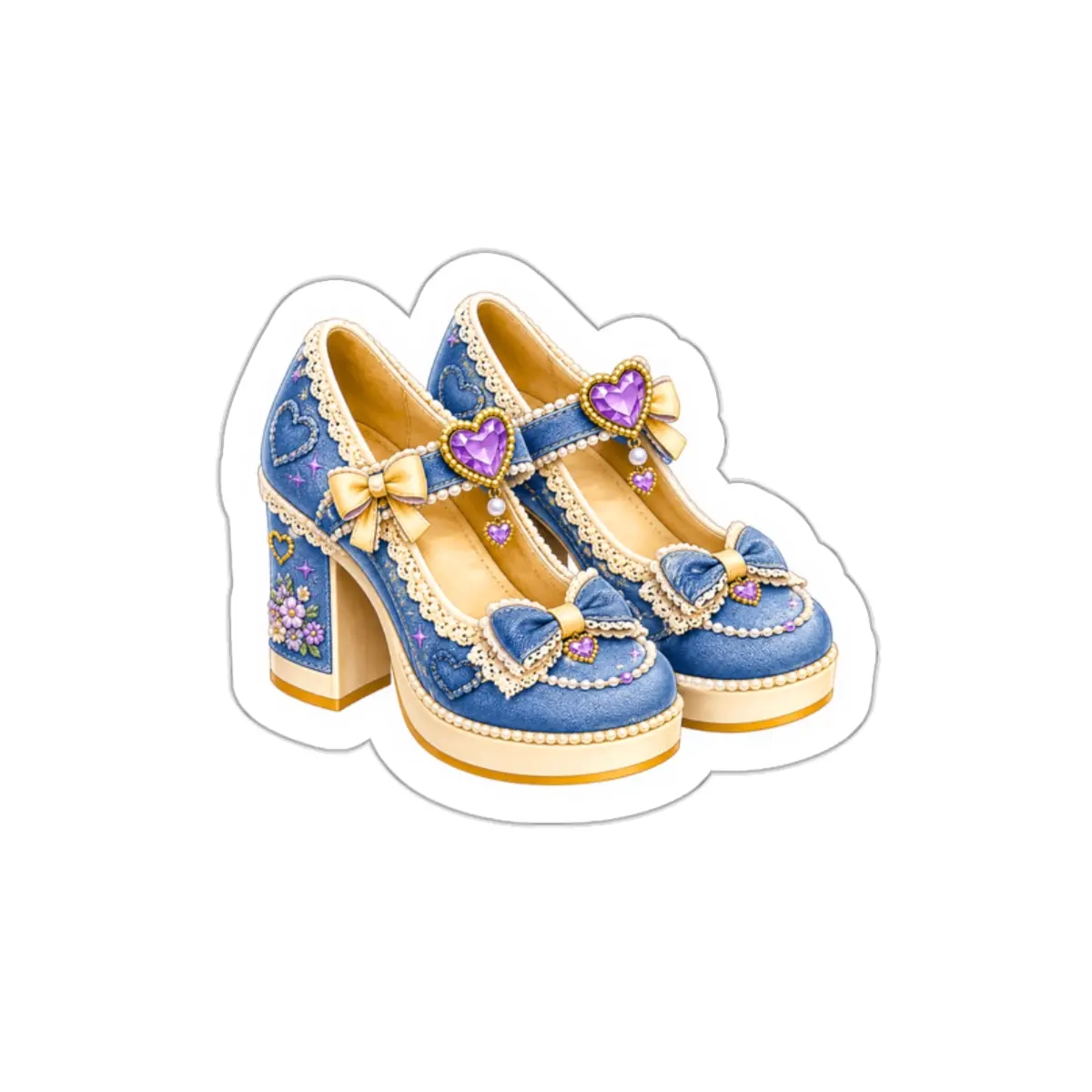 Blue Jeweled Mary Janes Sticker | Die-Cut Shoes Decorative Vinyl