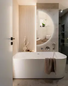 Half Mirror with LED I 3 Light Options I Asymmetrical Mirror, Decorative Mirror, LED Light, Handmade, Makeup Mirror, Bathroom Mirror