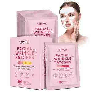 3 IN 1 Forehead, Smile Line & Under Eye Wrinkle Patches, Overnight Facial Wrinkle Treatment with Hyaluronic Acid, Collagen to Lift Lines for Women, 60 Patches