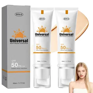 Universal Moisturizing Sunscreen - 50mL Lightweight Formula, SPF50 PA+++ Broad-Spectrum UV Defense, Infused with Hydrating Essence, Absorbs Quickly Without Greasiness, Ideal for Daily Facial Care and Outdoor Activities.