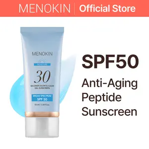 [MENOKIN] 30 Seconds Glow & Clear Gel Sunscreen SPF 50 | Daytime Anti-Aging Peptide SPF | 2-in-1 Korean Sunscreen | Jelly-to-Water Texture, No White Cast, Lightweight, Non-Sticky, Hydrating Formula