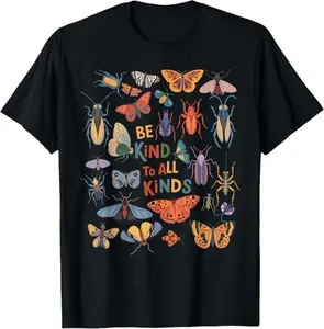 Be Kind To All Kinds Shirt, Bug Lover Tee, Entomology Insect Shirt, Science Teacher Gift, Nature Lover Graphic Tee, Cute Butterfly Beetle Shirt