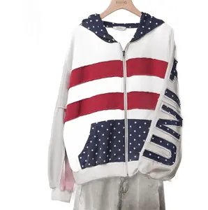 USA Patchwork Oversized Hoodie