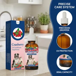 Verinil Cranberry Pet Nutritional Supplement | Dog & Cat Urinary Health Care Liquid 80 ml