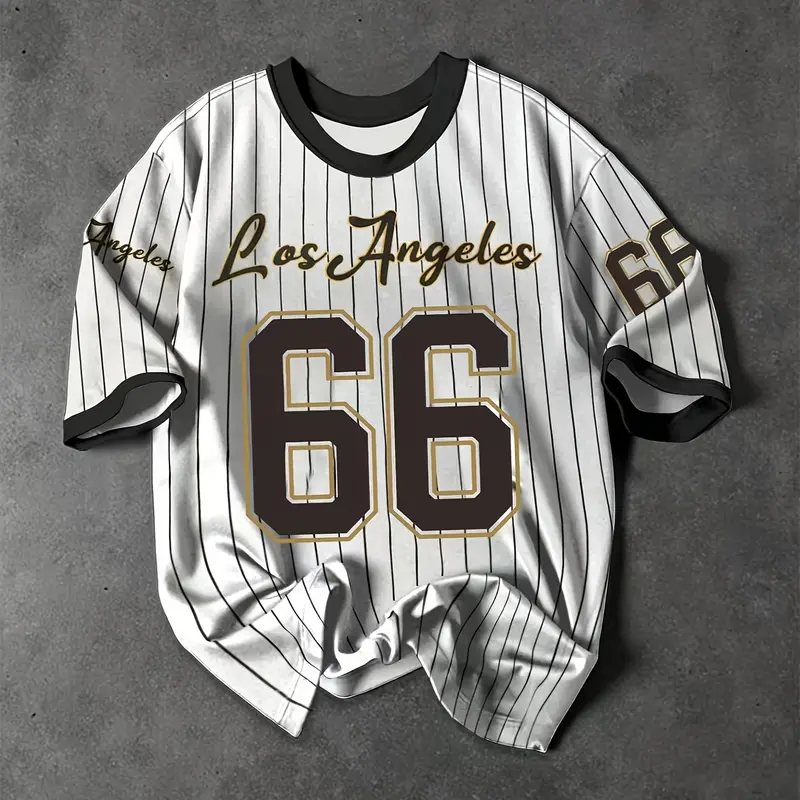 Los Angeles 66" Men's Plus Size Casual Sports Baseball Jersey, Jersey Tee in Multiple Colors - Breathable and Stretch Knit Fabric, Crew Neck, Machine Wash, Party Wear, Casual Style, Comfortable Fit Sports Clothing