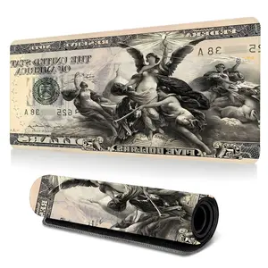 Vintage artistic black and white large-sized gaming mouse pad, classic money design desktop protection pad, anti-slip rubber lock edge high-definition printing, suitable for computers, laptops, offices, homes, schools, as a gift for family and friends