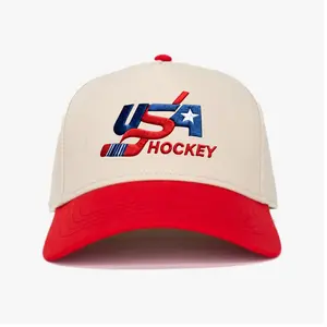 USA Hockey Embroidered Trucker Hat Patriotic Red White Blue Baseball Cap Ice Hockey Fan Gift Adjustable Snapback Cap for Men Women 4th of July Sports Hat USA Team Inspired