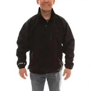 Tingley J25013.LG Black Size L Lined General Purpose Work Safety Jacket - Workwear Coat with 3 Pockets, 44-46" Chest, 0.99mm Trilaminate Polyester, Breathable Polyurethane & Fleece, Zipper Fly Front, Stitched & Taped Seams, Hook & Loop Wrists