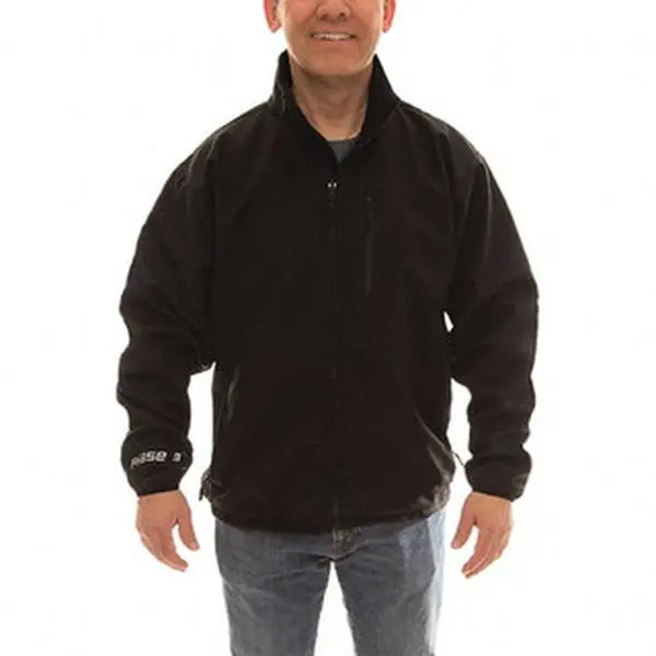 Tingley J25013.LG Black Size L Lined General Purpose Work Safety Jacket - Workwear Coat, 44-46" Chest, 0.99mm Trilaminate Polyester, Breathable Polyurethane & Fleece, Zipper Fly Front, Stitched & Taped Seams, Hook & Loop Wrists, 3 Pockets