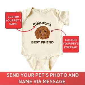 Custom Pet Portrait Baby Onesie , Personalized Onesie, Cute Baby bodysuit– Soft, Stylish & Perfect for Everyday Wear