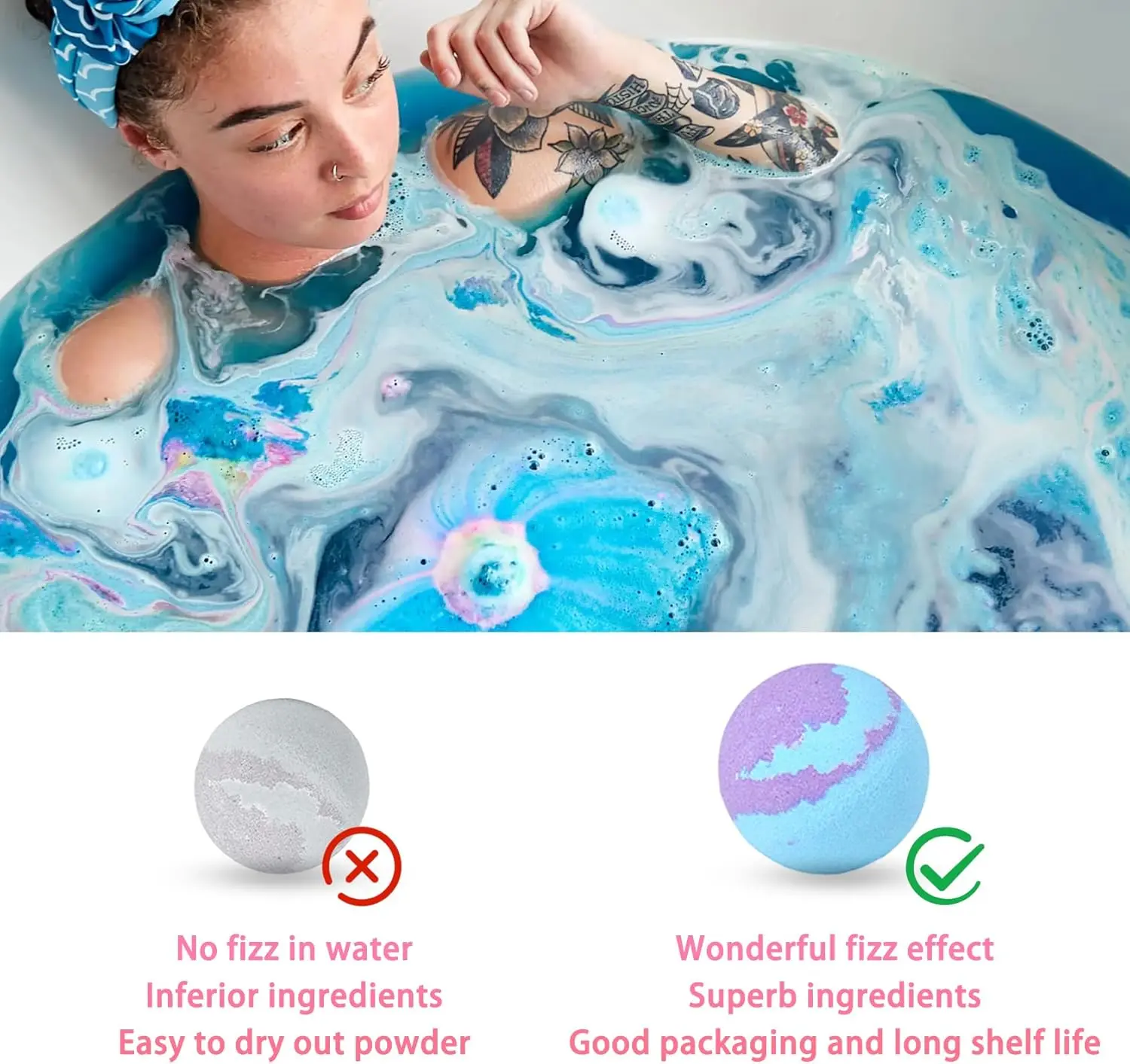 Bath Bombs Salt Balls,6 Natural Handmade Bath Bomb Kit,Organic Bathbombs with Rosemary Lemon Rose,Perfect for Bubble Spa Bath,Birthday Gifts for Boys, Girls