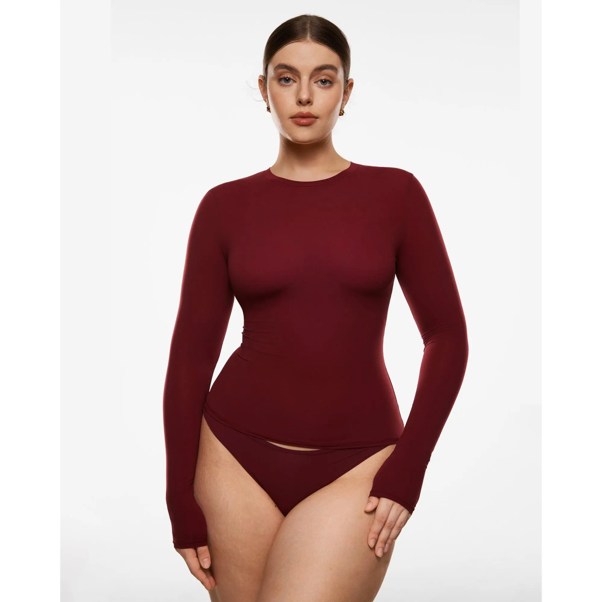 Inbarely Soft Single-Layer Basic Long Sleeve Shirts See Through Inbarely Soft Single-Layer Basic Long Sleeve Shirts See Through