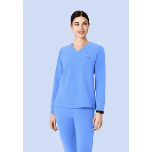 Long Sleeve One Pocket Top Ceil Blue