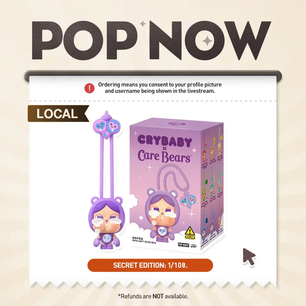 [POP NOW] POP MART CRYBABY × Care Bears Series-Mini Light Blind Box Mystery Gift
