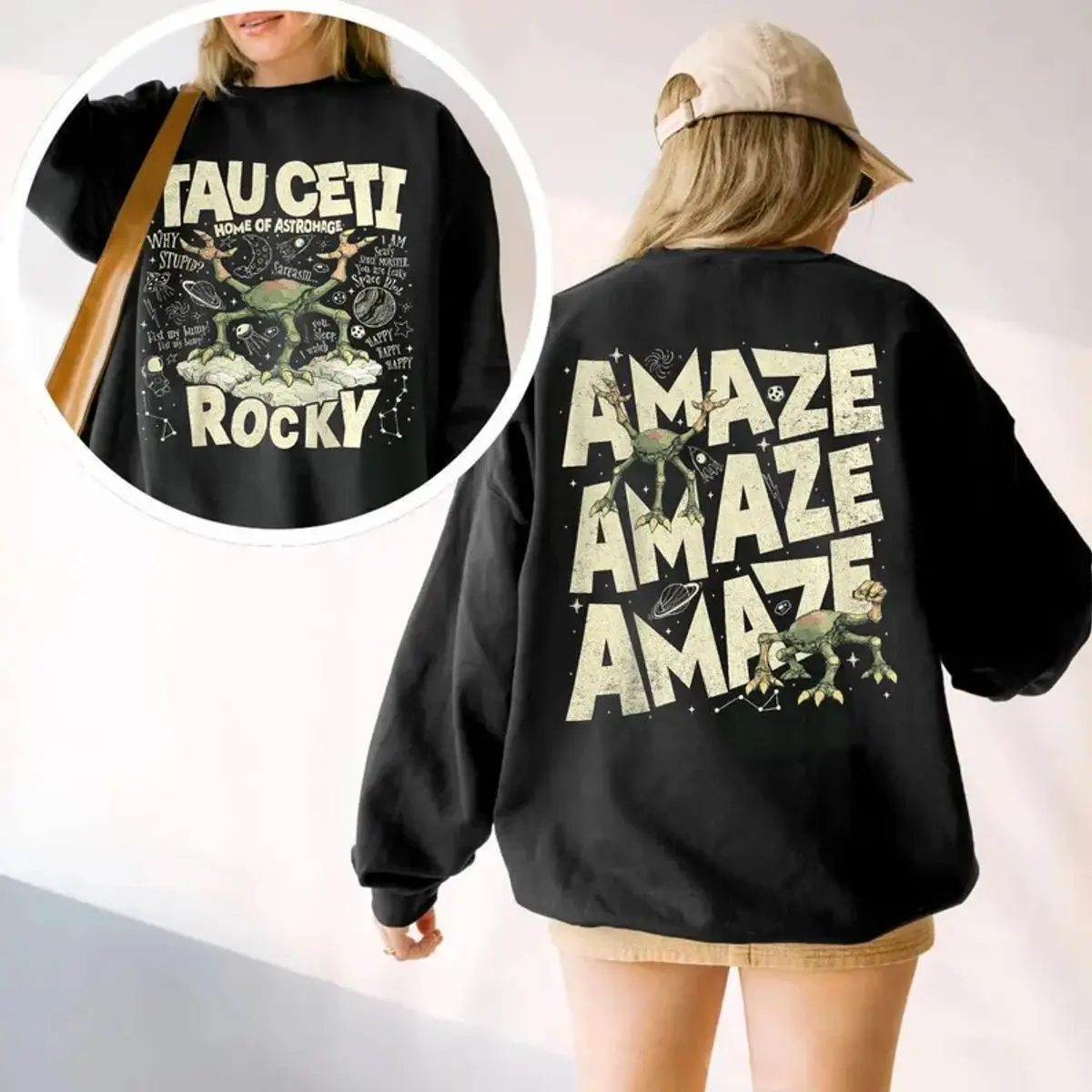 Rocky Tau Ceti Double Sided Sweatshirt, Project Hail Mary Hoodie, Sci Fi Book T-Shirt, Unisex Sweater Pullover Tee Fit Cotton
