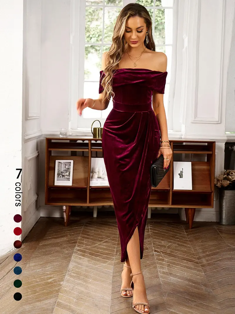 velvet burgundy dress - TikTok Shop