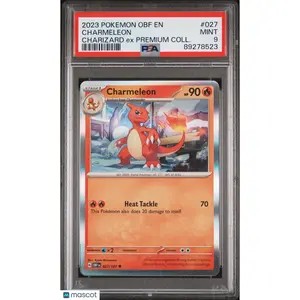 PSA 2023 Pokémon TCG Charmeleon #027 Obsidian Flames Holo 9 Graded Card