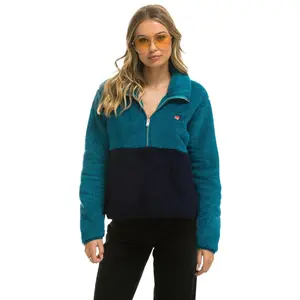 TEDDY APRES HALF ZIP COLOR BLOCK JACKET - CAPRI