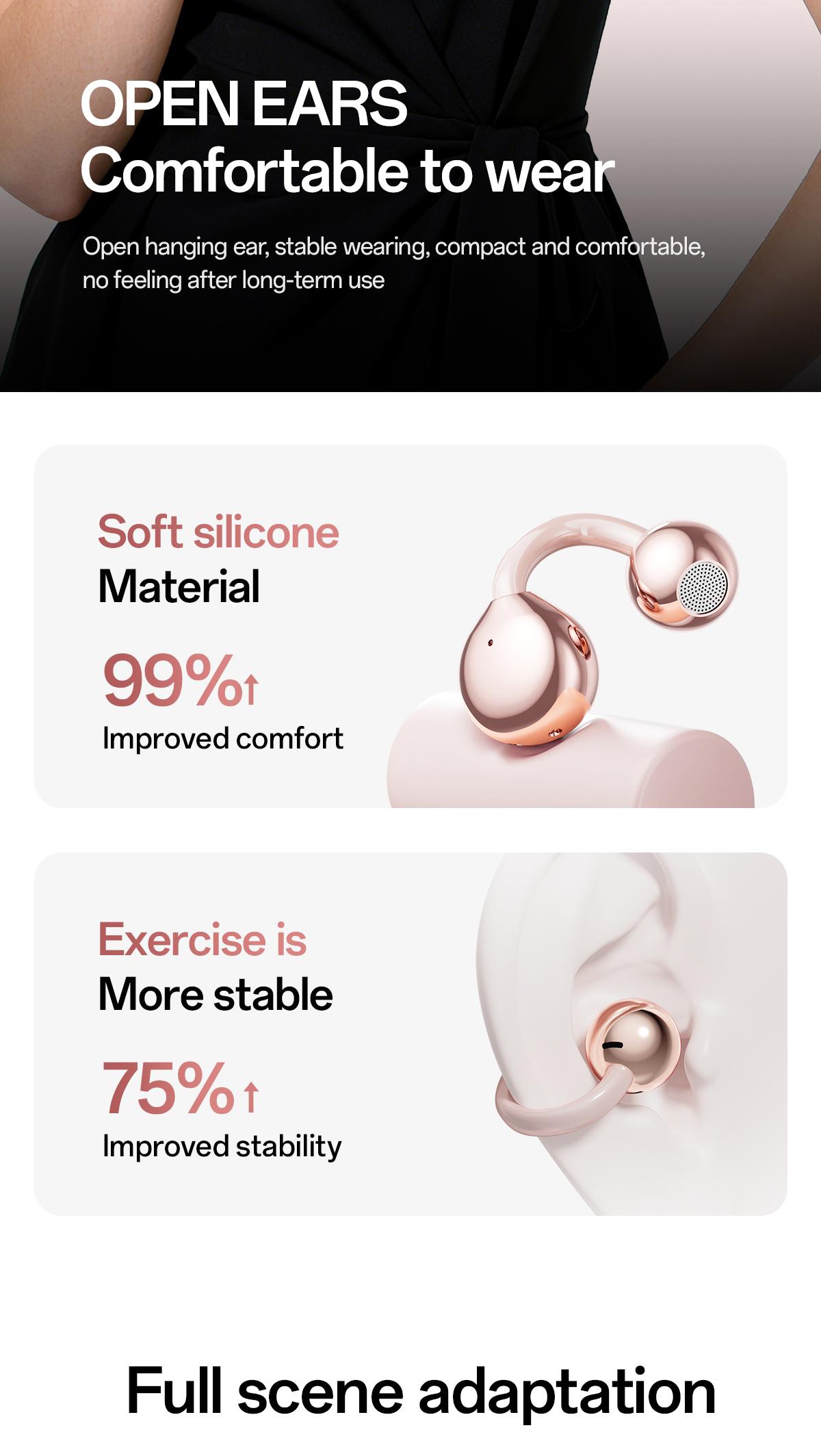 Chengruida M106 Cute Heart Shaped Bag Open Ear Clip-On Headphones, Panoramic Surround Sound Bluetooth Earbuds for All-Day Wear