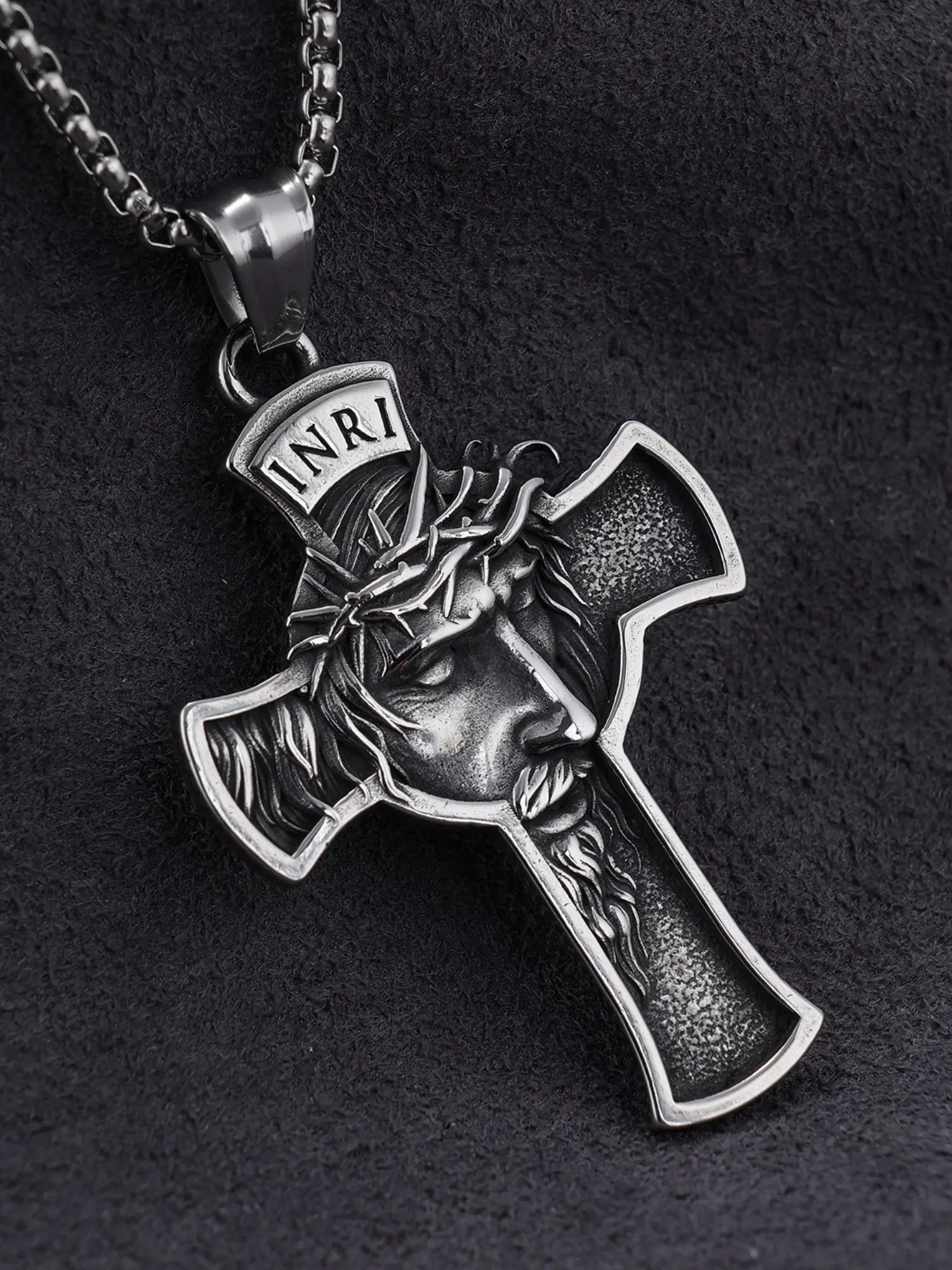 Vintage Cross Pendant Necklace for Men & Women, Cross Necklaces, Faith Necklace, Stainless Steel Jewelry for Party, Daily Clothing Decor, Trendy All-match & Exquisite Jewelry for Birthday Gift, Religious Necklace