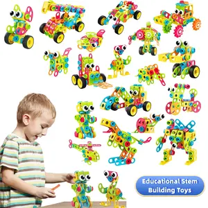 STEM Building Toys for Kids Age 3+, Sensory Building Sets with Portable Storage Box, Educational Learning Blocks, Birthday & Xmas Gift for Boys Girls Early Preshool Learning outdoorfun