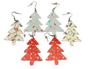 Faux Leather Christmas Tree Earrings, Dangle Earrings, Silver Plated Earwires, Gold Plated, Christmas, Holiday, Lights, Polka Dots