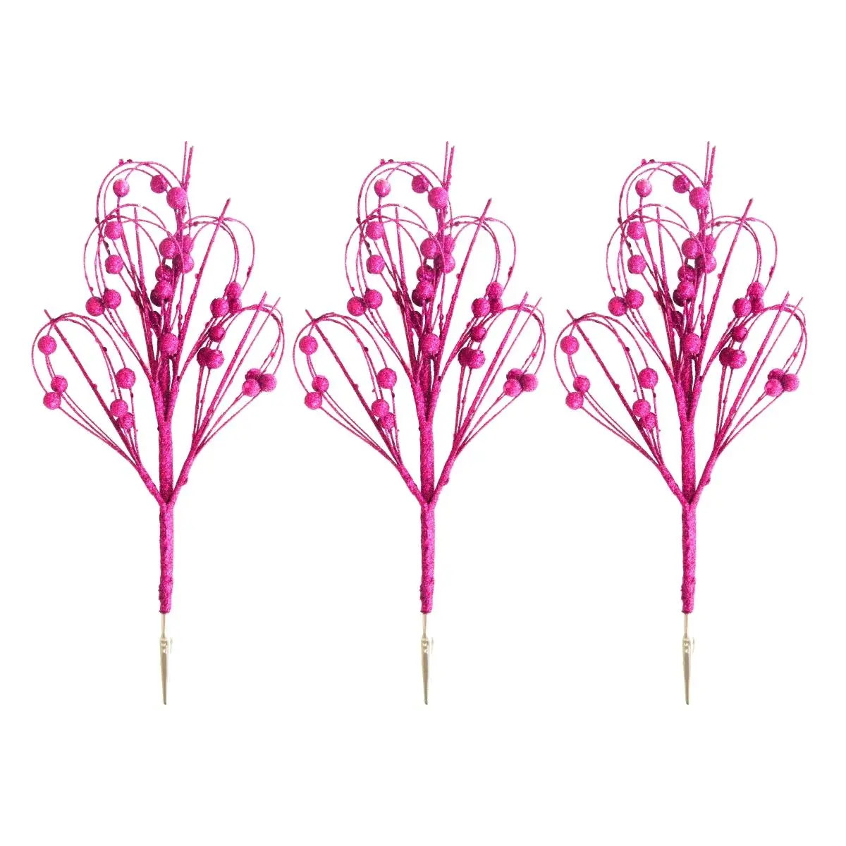 212 MAIN 12 in. Glittered Pink Peacock Feather Pick (Pack of 3) - Decorative Feather Prop, Sparkle Effect, Festive Christmas Decor for Home & Party Wreath Ornaments, Flower Arrangements, Feather Prop Christmas Decor