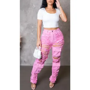 Pink ripped up jeans
