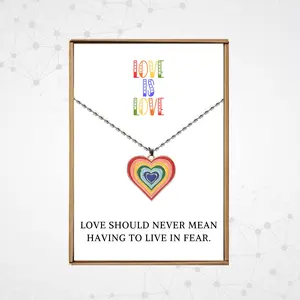 Pride necklace for women,  Lesbian necklace, Pride jewelry subtle, Rainbow heart necklace