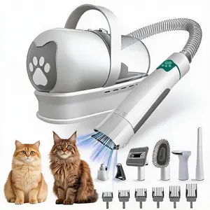 7-in-1 Dog Hair Vacuum Groomer and Brush for Shedding, Multi-Functional Pet Grooming Kit and Vacuum for Dogs & Cats, Universal Paw Trimmer Set with 6 Attachment Combs