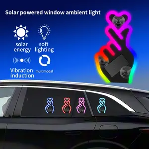 JOYTUTUS Car Love Light Solar Wireless Decorative Light LED Warning Light Triangle Window Rear Window Bixin Car Atmosphere Light