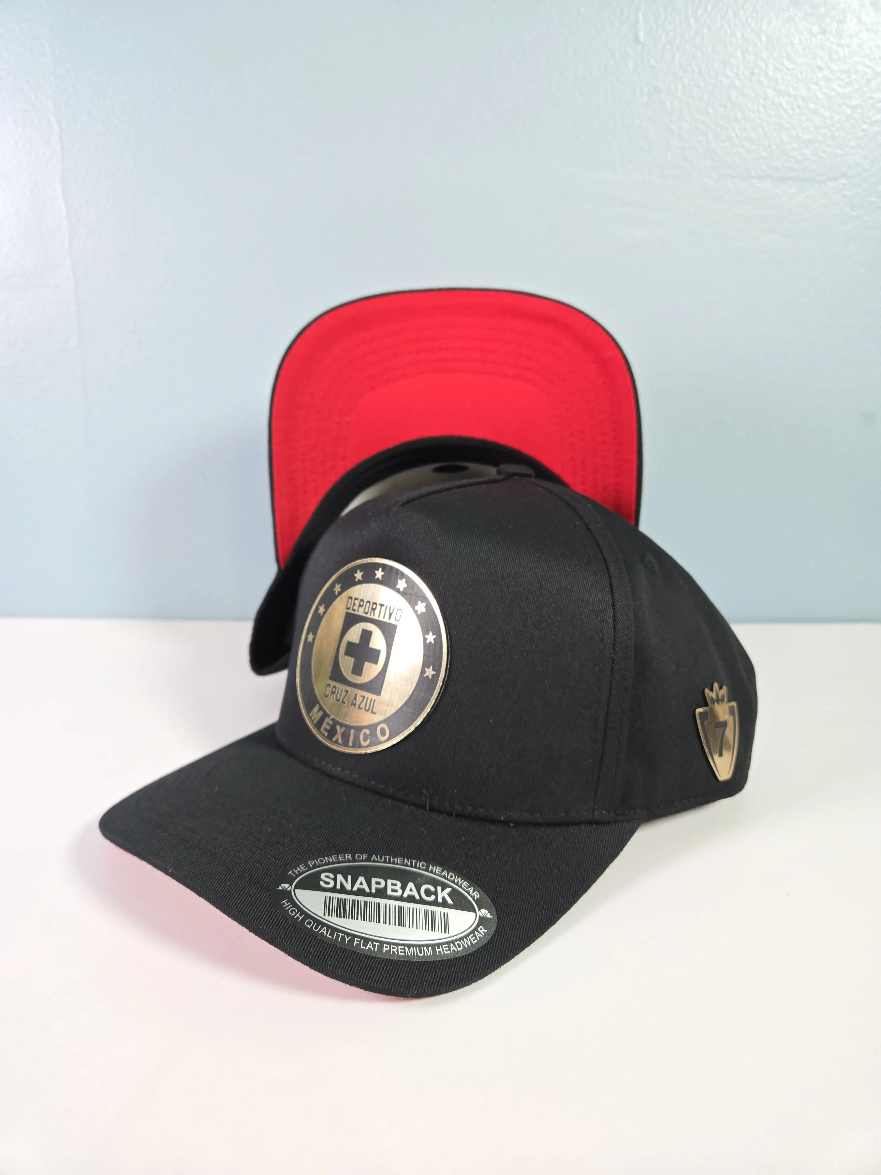 Cruz Azul Hats, Black Snapback with logo Cruz Azul, Gorra del Cruz azul