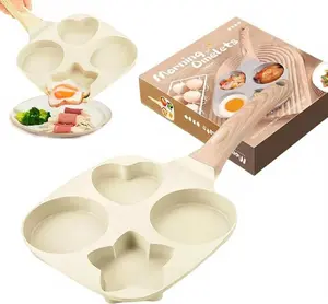 Quick 4-Section Nonstick Breakfast Pan Easy to Clean & Cook 4 Items at Once Perfect for Busy Mornings Back-to-School Family Brunch Smart Kitchen Gadget for Dorms Summer BBQs Nonstick Material Versatile Use Cookware