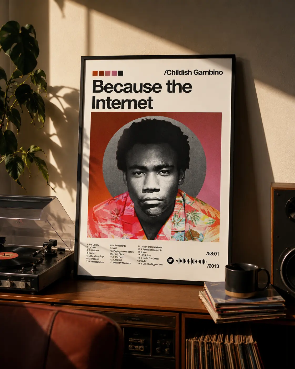 Childish Gambino Because the Internet Poster, Album Cover Wall Art, Donald Glover Hip Hop Rap R&B Music Print, Colorful Bedroom Dorm Studio Man Cave Decor, Gift for Music Fans, Unframed,c Print, Colorful Bedroom Do