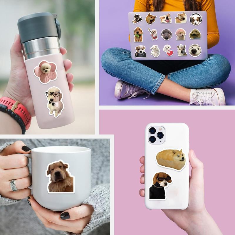 Dog Meme Stickers, Funny Dog Stickers for Kids Journaling Adults Kawaii,Cute Waterproof Vinyl Sticker for Water Bottles Laptops 50Pcs