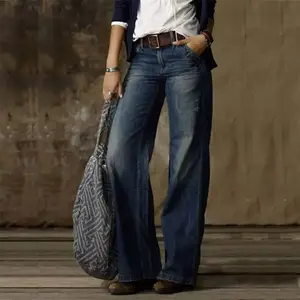 Vintage Fashion Casual Straight Wide-Leg Pants Women's Hot-Selling Jeans