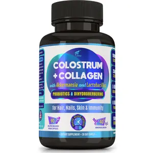 FOLONA Colostrum w/Collagen, Berberine & Probiotics (Akkermansia & Lactobacillus) | Supplement for Hair, Skin, Nails, Gut, Digestion, Metabolism, Immunity, Muscle & Wellness (90 Delayed Release caps)