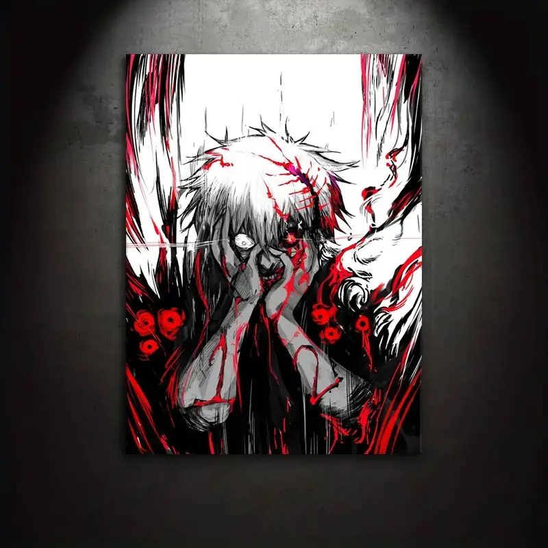 1 piece/set canvas painting print poster, classic dark fantasy style art, Ken Kaneki's Awakening, a gift for Japanese anime enthusiasts, gift for bedroom, living room, kitchen, wall decoration, Decorative artwork, Modern Home Decor