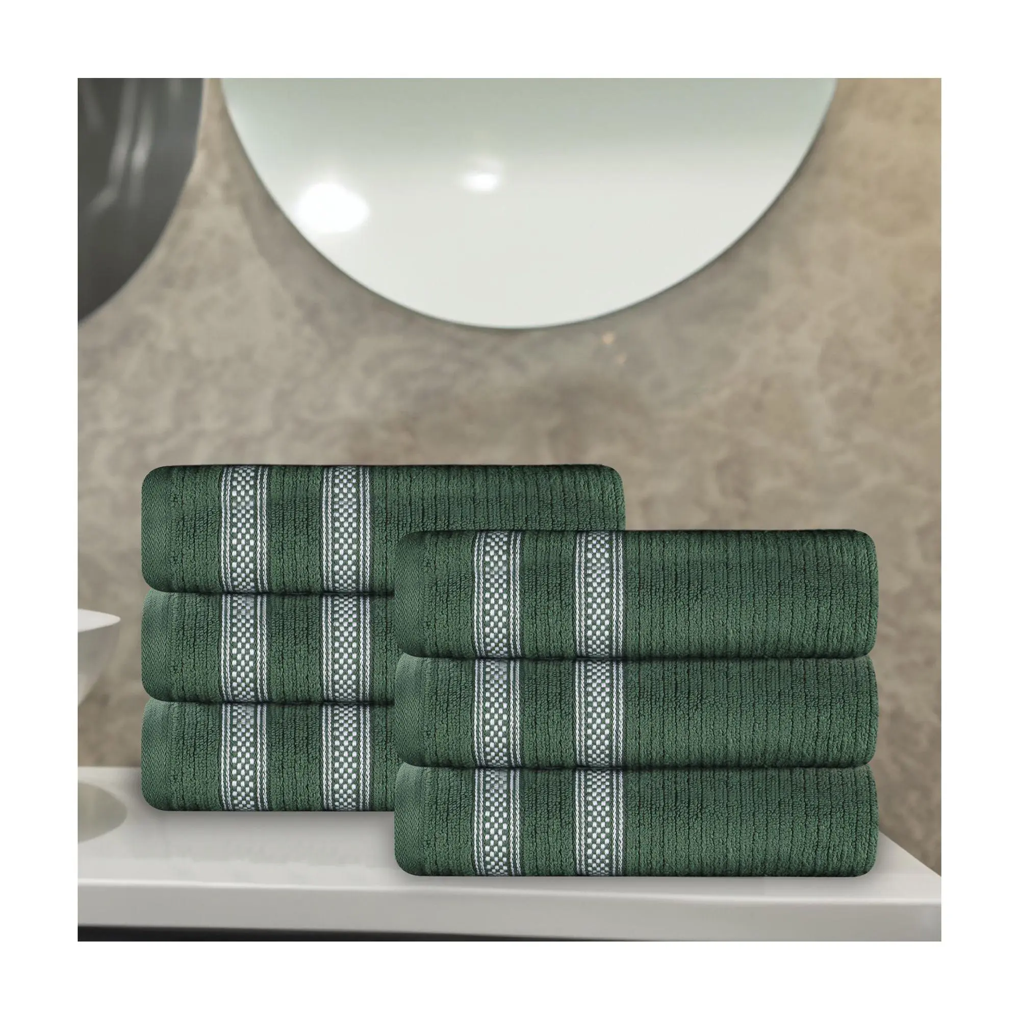 Superior 6pc Soft Zero Twist Cotton Ribbed Plush Hand Towels